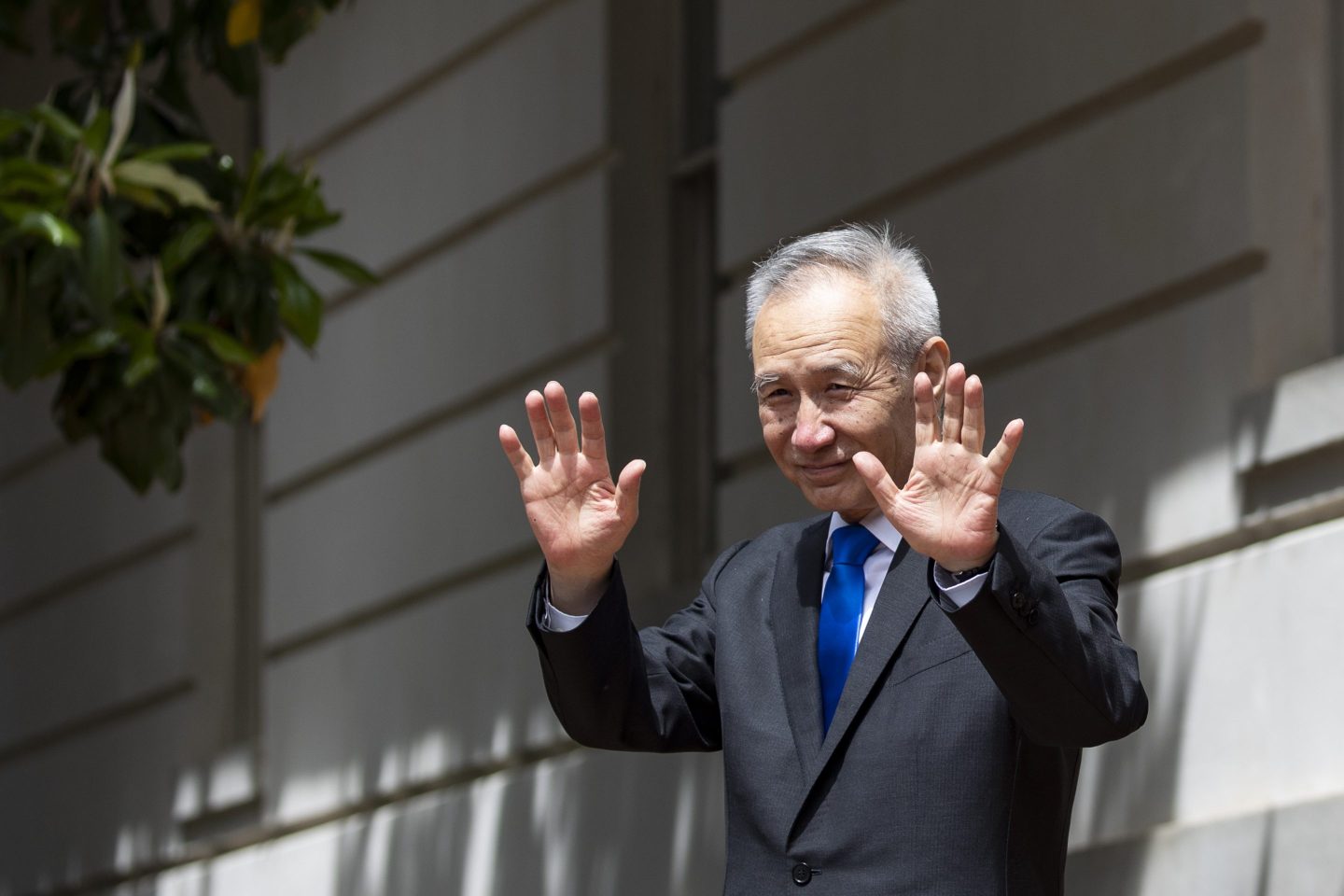 China Vice Premier Liu He waves during a 2019 visit to Washington D.C.