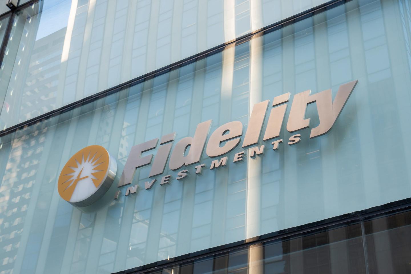 View of Fidelity signage in New York City