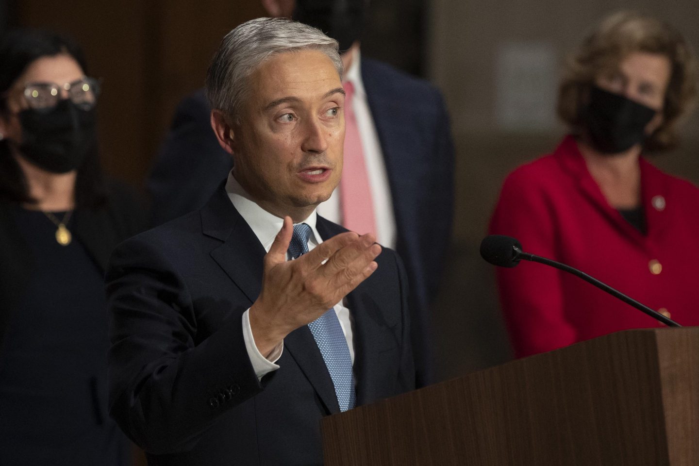 Minister of Innovation, Science and Commerce Francois-Philippe Champagne during a 2021 press conference