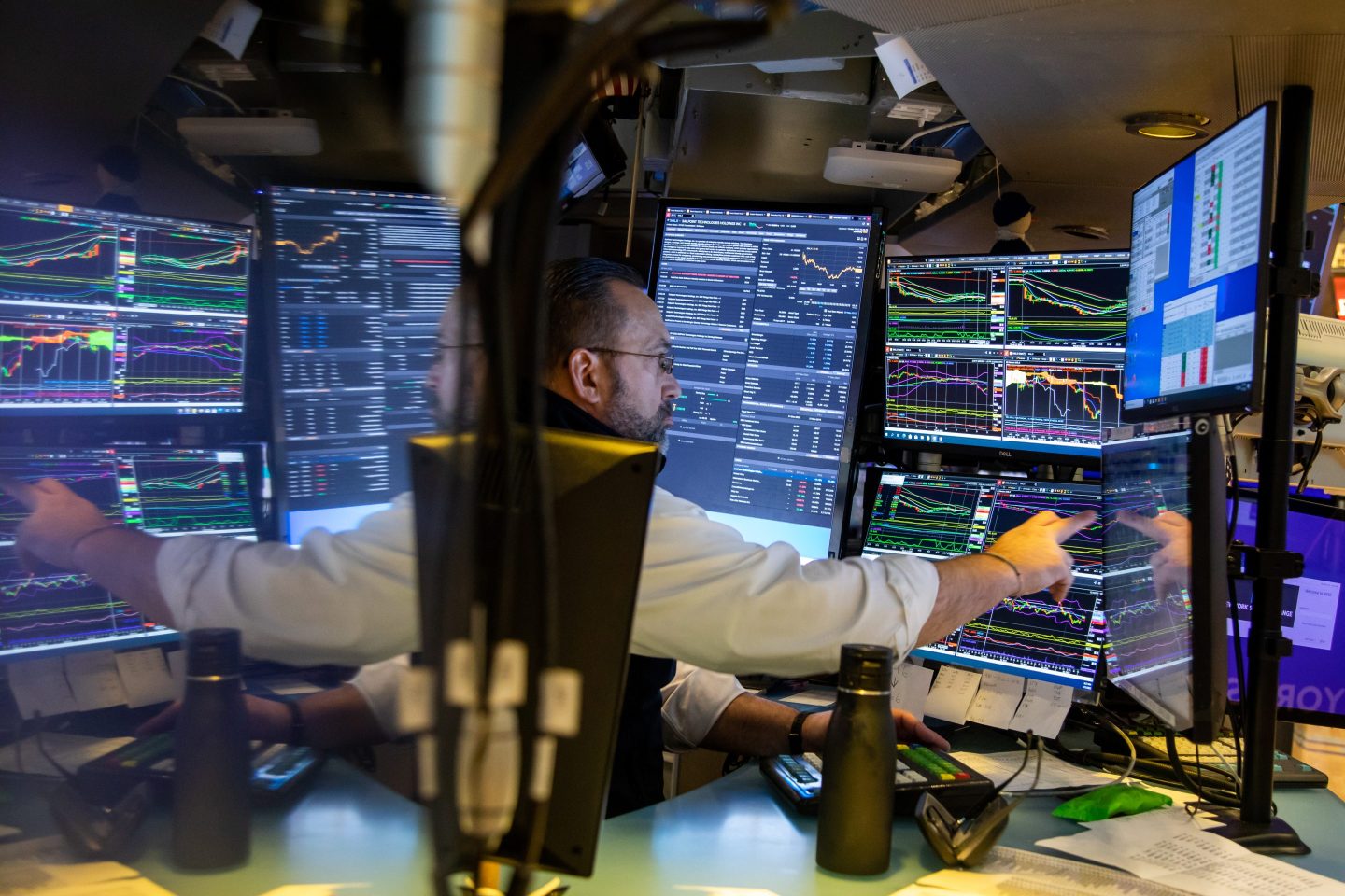 A trader works on the floor of the New York Stock Exchange