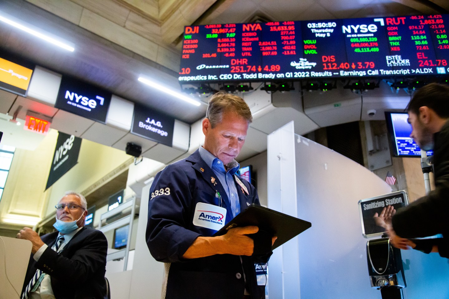 Traders work on the floor of the New York Stock Exchange.