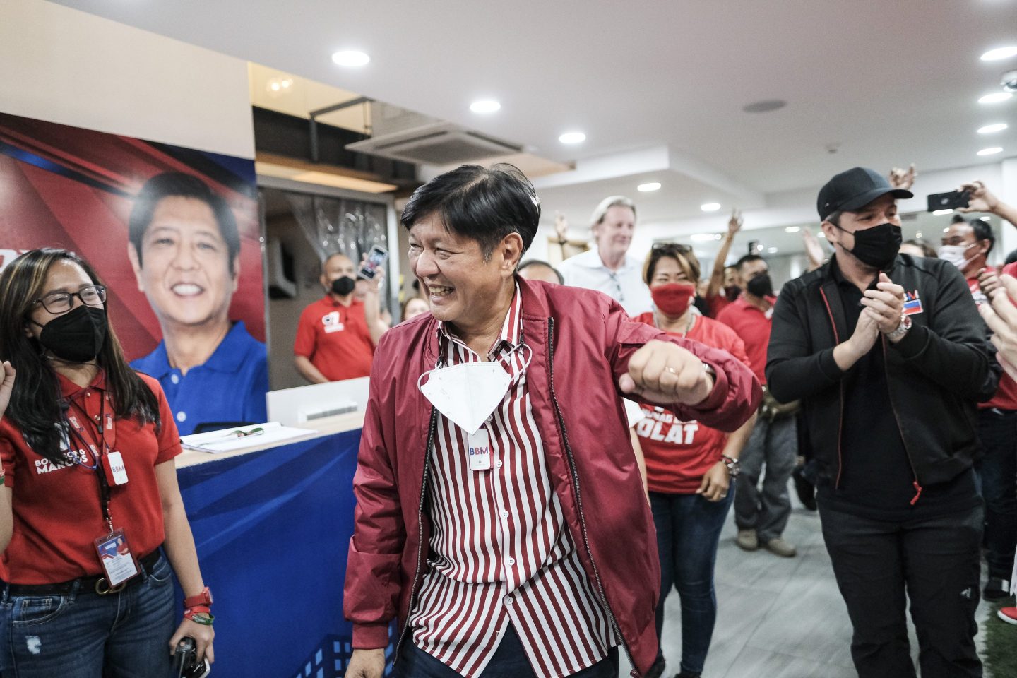 Ferdinand "BongBong" Marcos Jr., Philippines presidential candidate, arrives at his campaign headquarters in Mandaluyong City, Manila, the Philippines, on Monday, May 9, 2022.