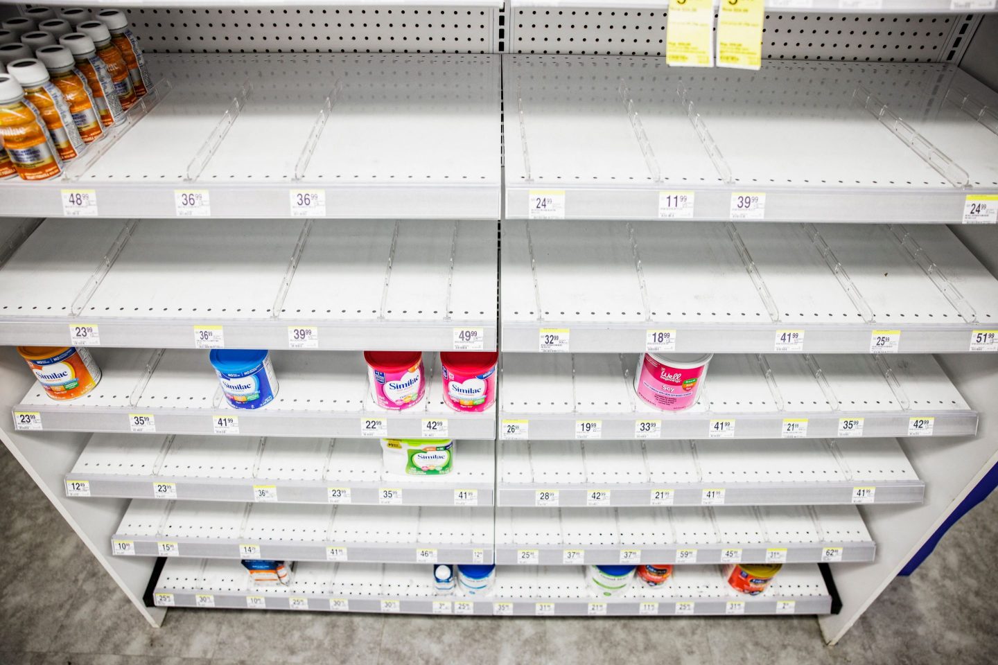 Shelves empty baby formula shortage