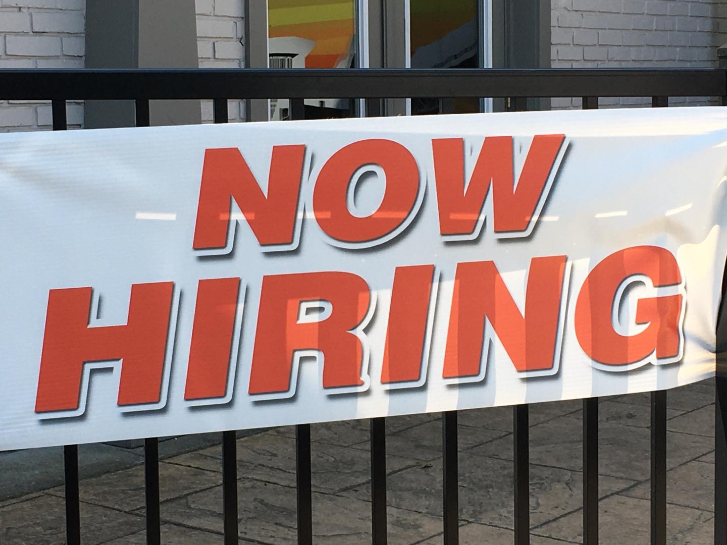 Employment sign trying to hire new workers