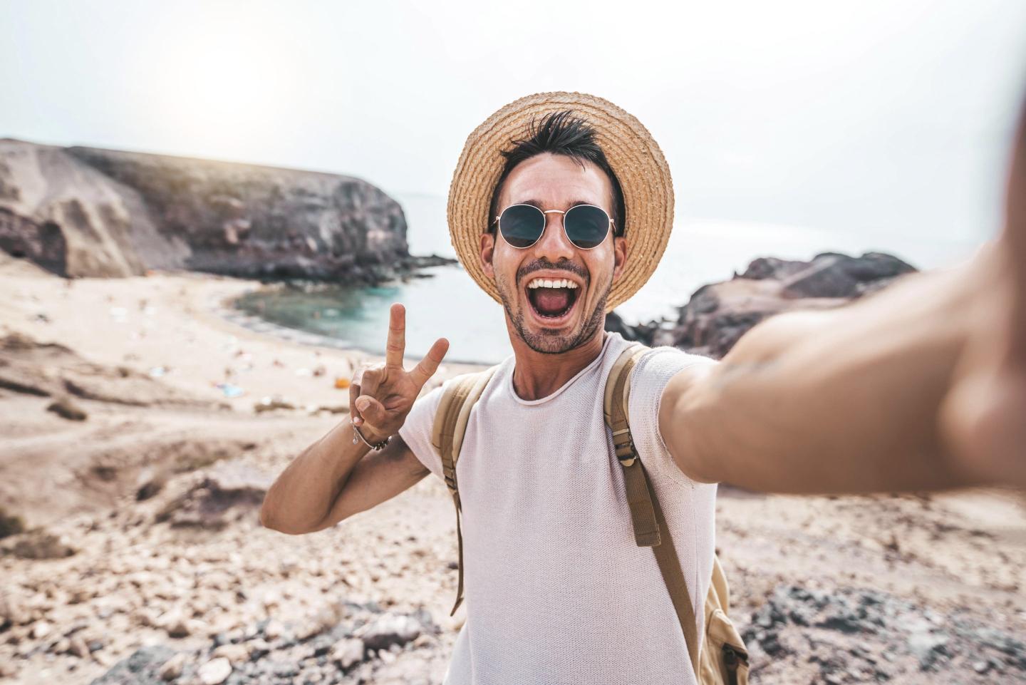 Travel tourist selfie
