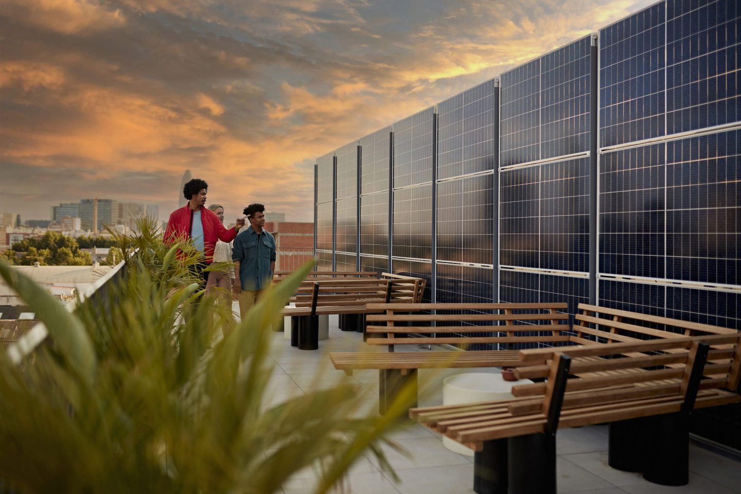 Rooftop with photovoltaic panels installed