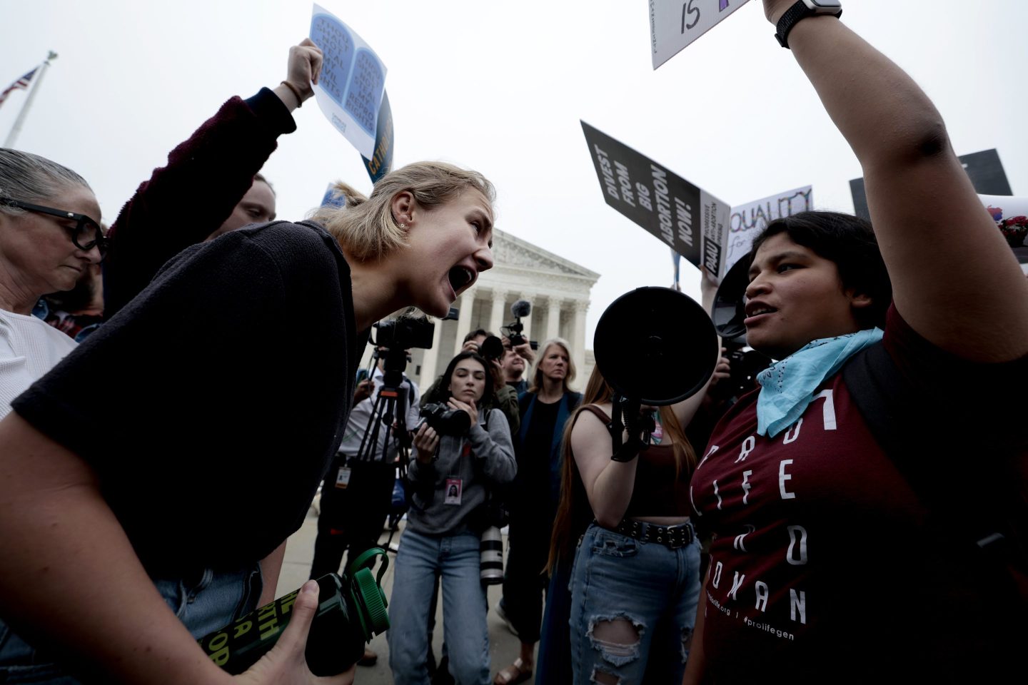 Pro-choice and anti-abortion activists in Washington D.C.