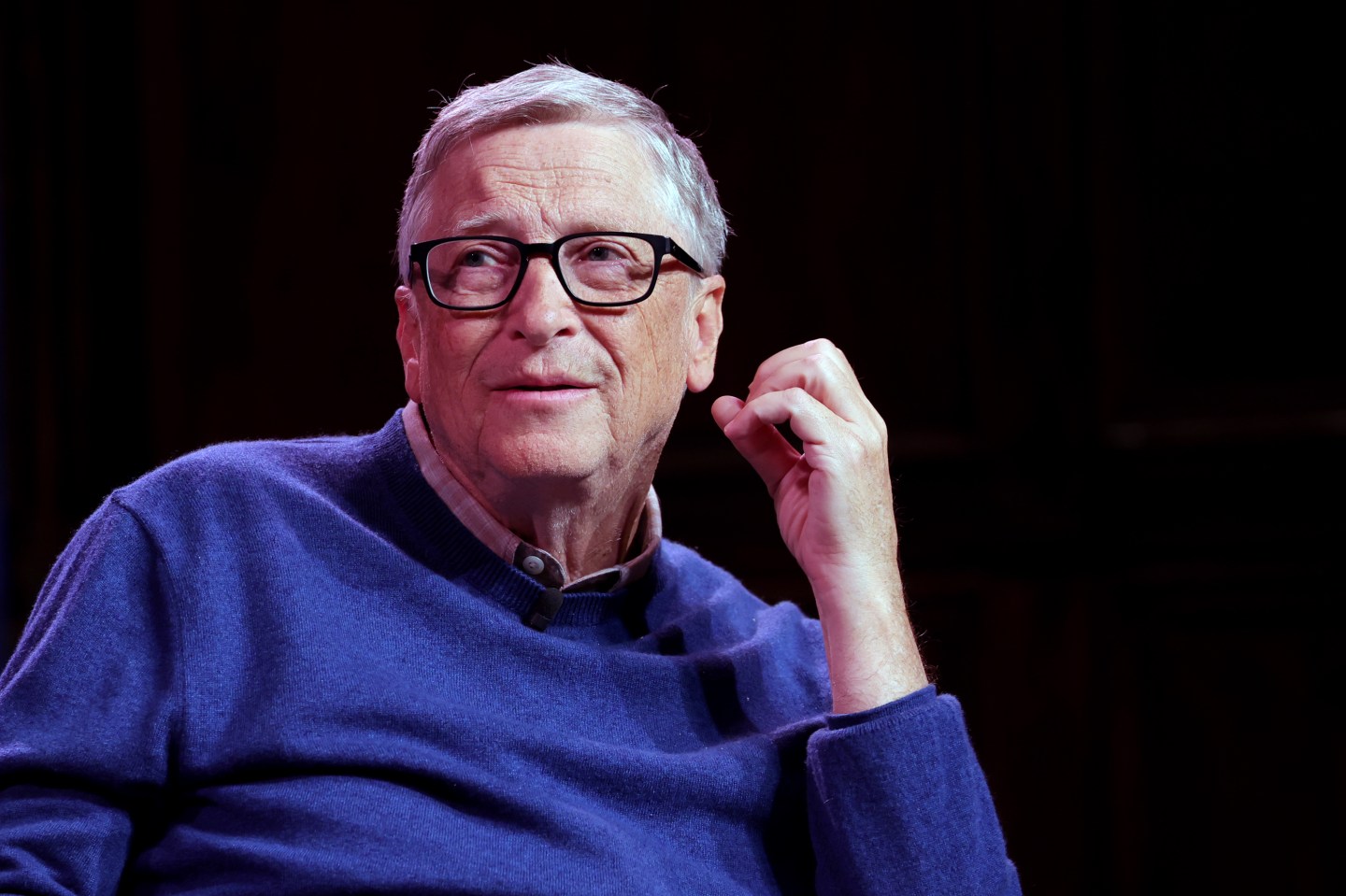 Bill Gates is seen onstage discussing his new book 'How To Prevent The Next Pandemic.'