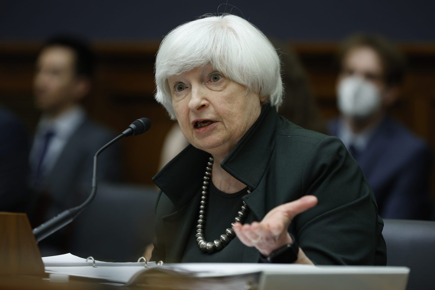 U.S. Treasury Secretary Janet Yellen testifying in Congress