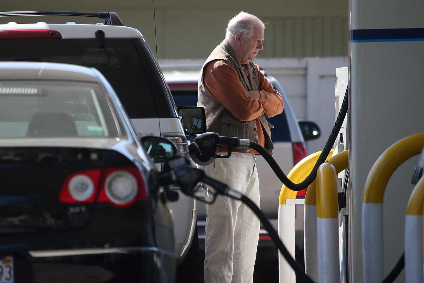 A man at a gas station