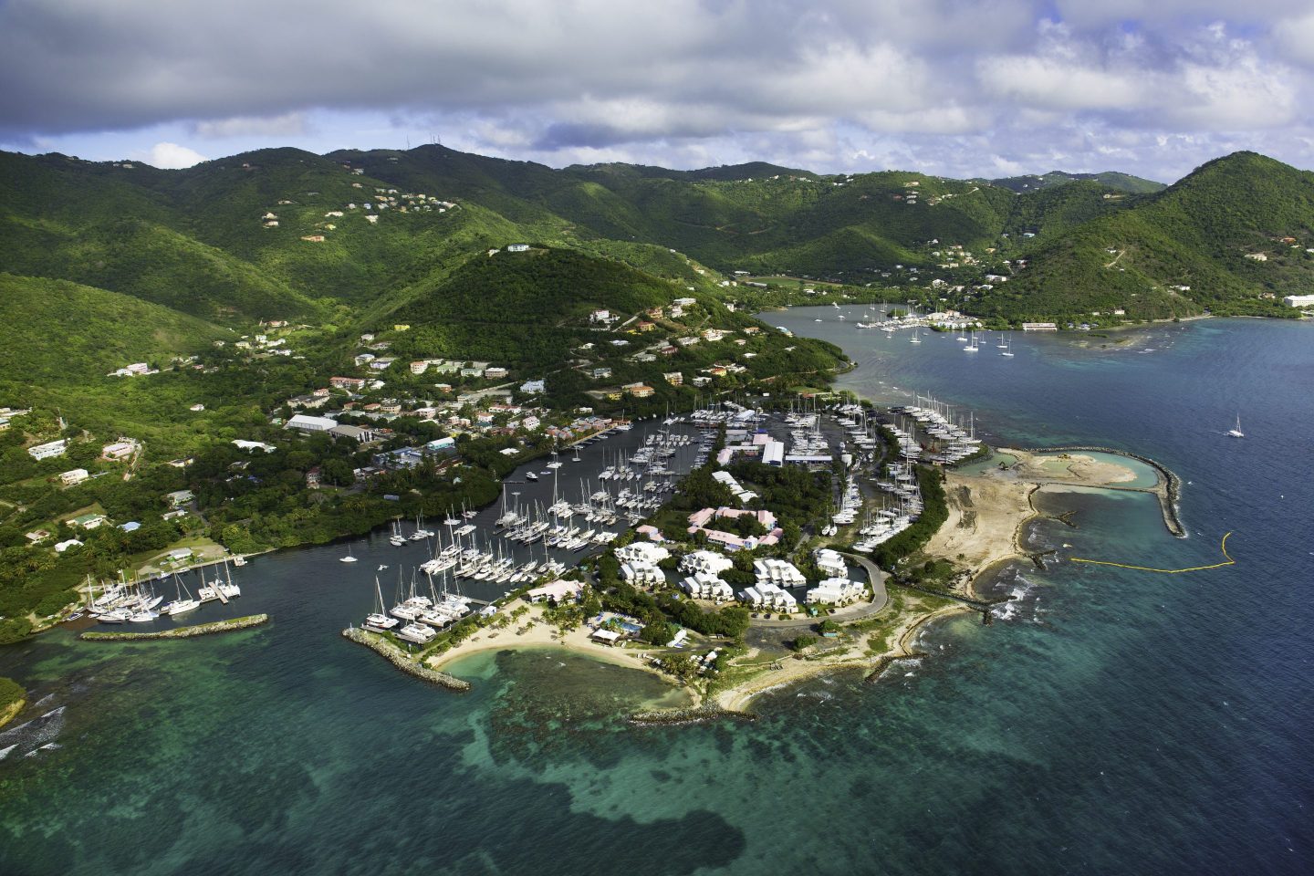 An aerial shot of Tortola in the British Virgin Islands