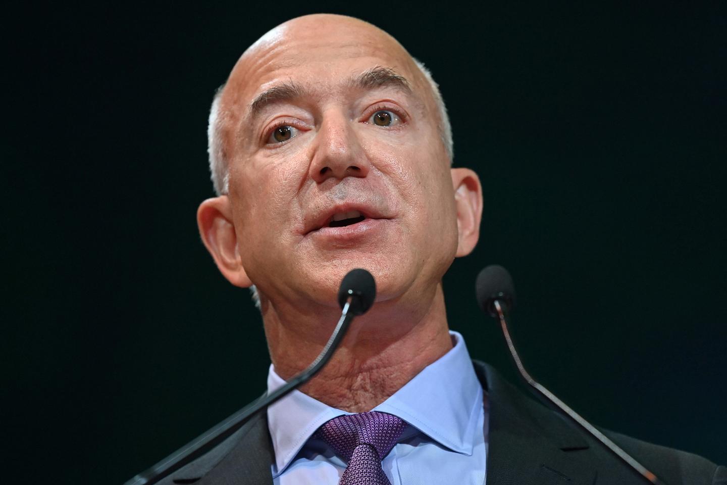 Jeff Bezos speaks at COP26 in Glasgow.