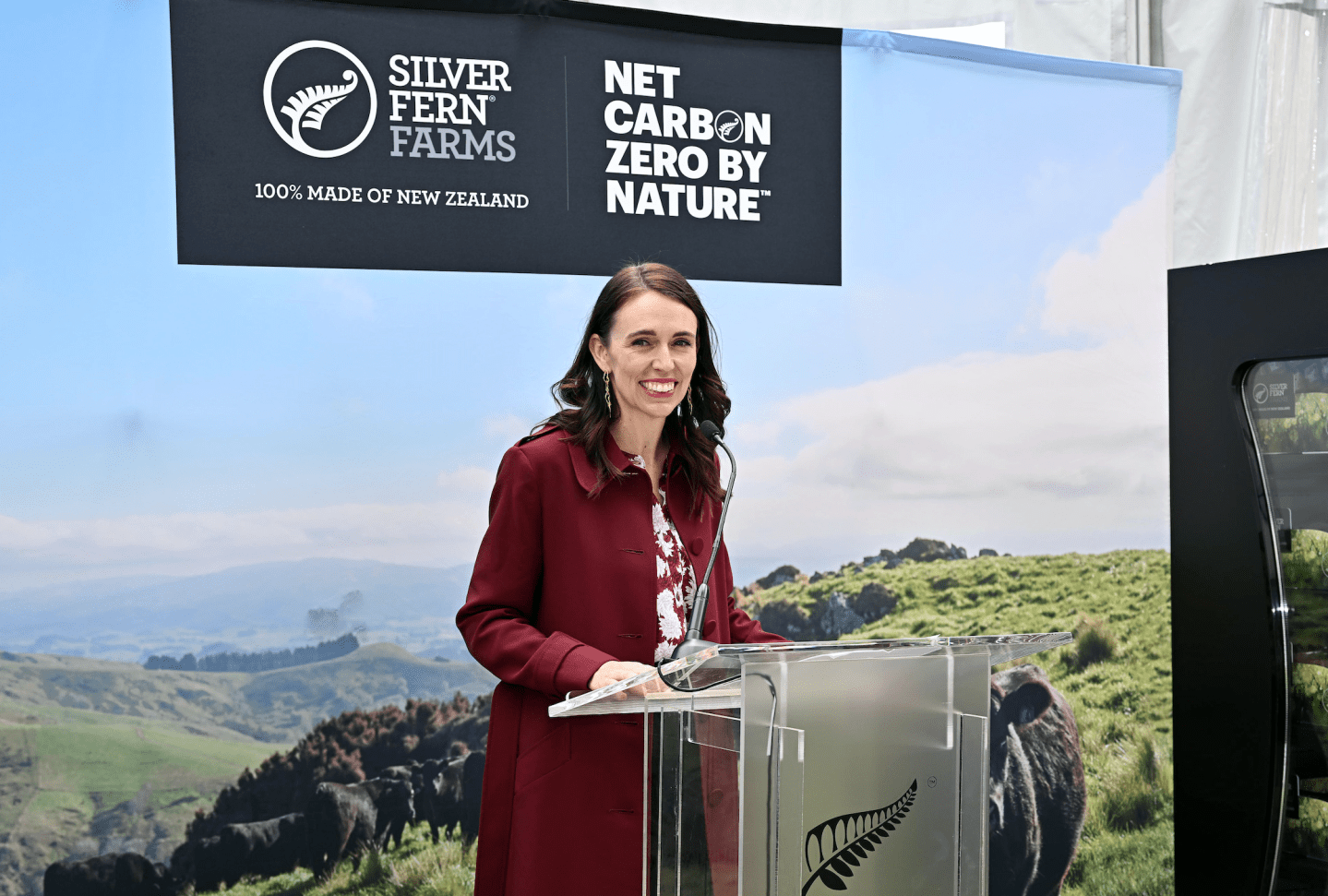New Zealand Prime Minister Jacinda Ardern speaks at an event in New York with a New Zealand trade delegation to the U.S.