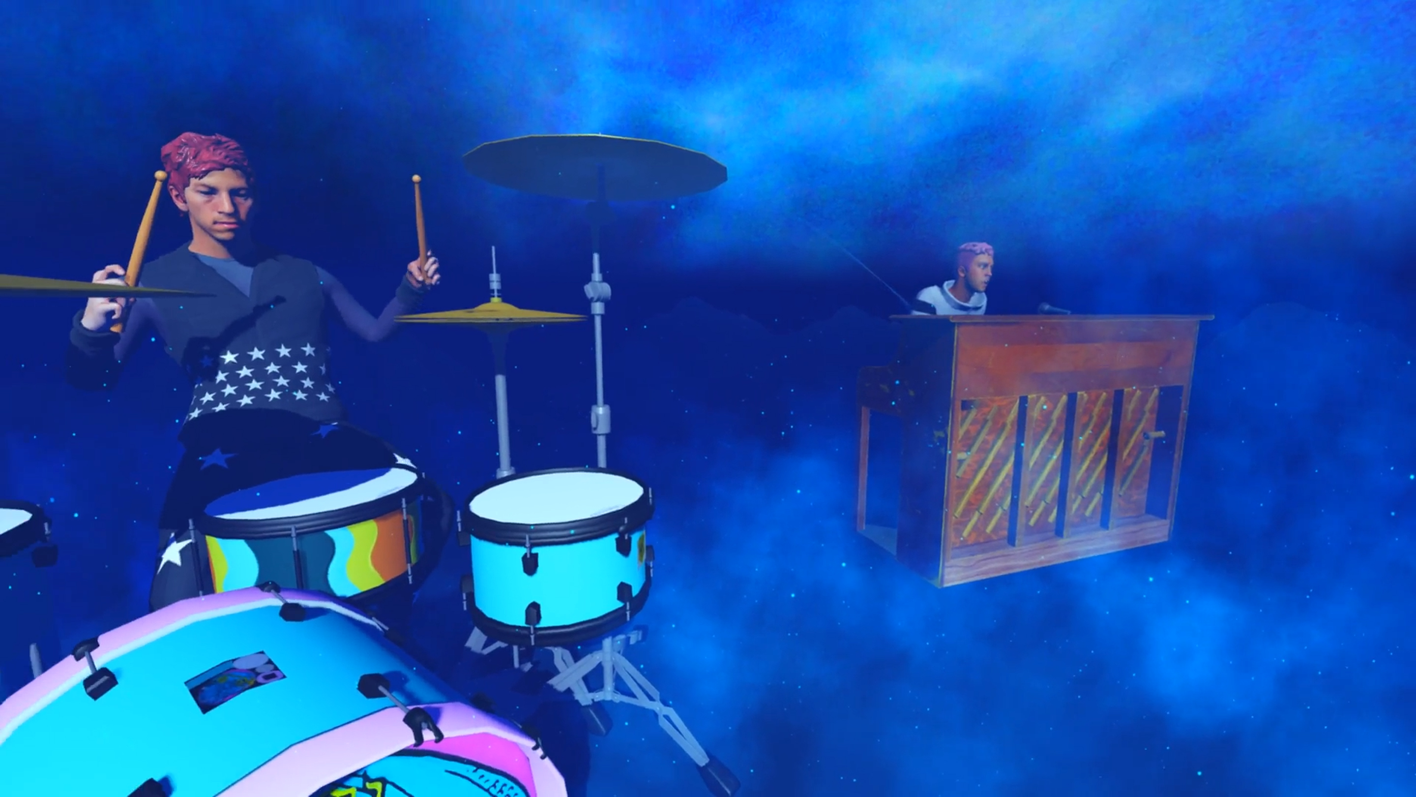 A still from a virtual concert on Roblox by the band Twenty One Pilots in September 2021. Such events are respectable moneymakers, but Roblox’s involvement and its share of the revenue are usually minimal or nonexistent. 
