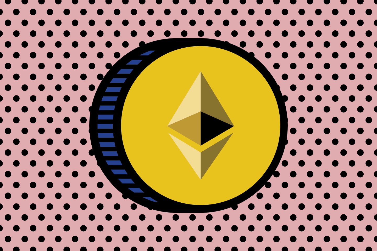 Ethereum-token-pink-background