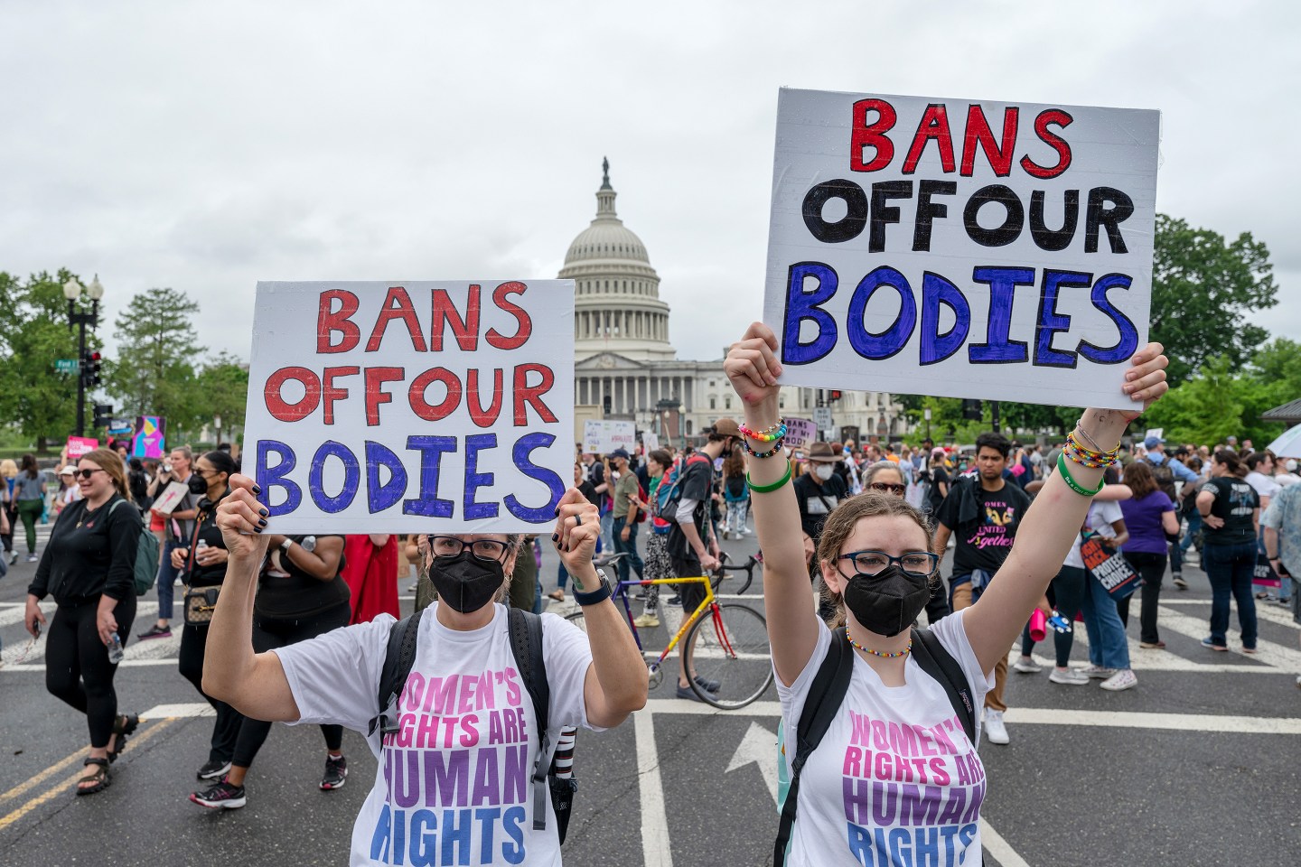 Women march near the US Capitol as part of the Bans Off Our Bodies abortion rights rally.