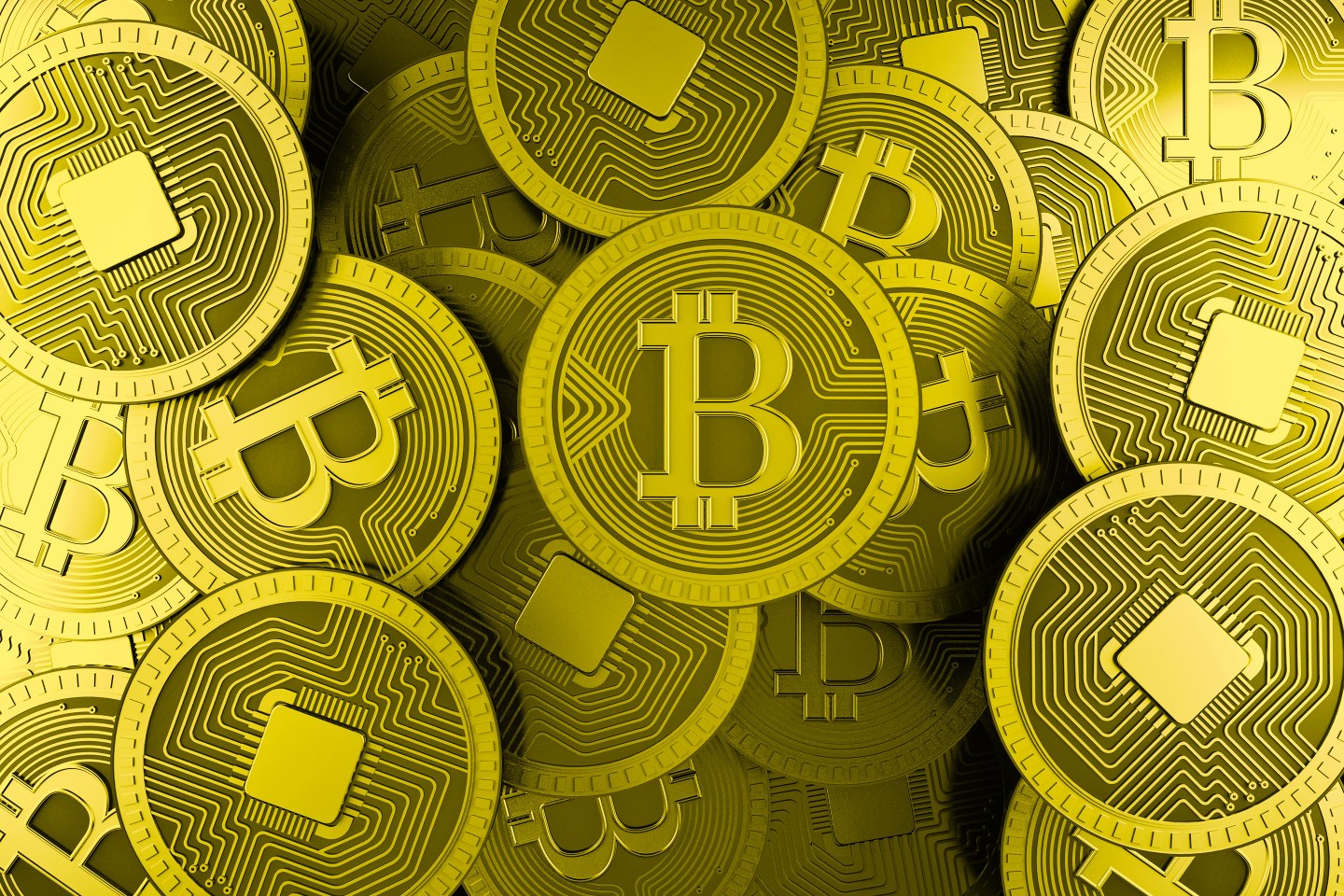 Artistic rendering of Bitcoin tokens