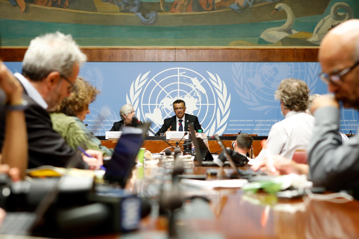 Seventieth World Health Assembly, Geneva, Switzerland, 22-31 May 2017. Dr. Tedros Adhanom Ghebreyesus responding to questions from journalists, during the post-election press conference.