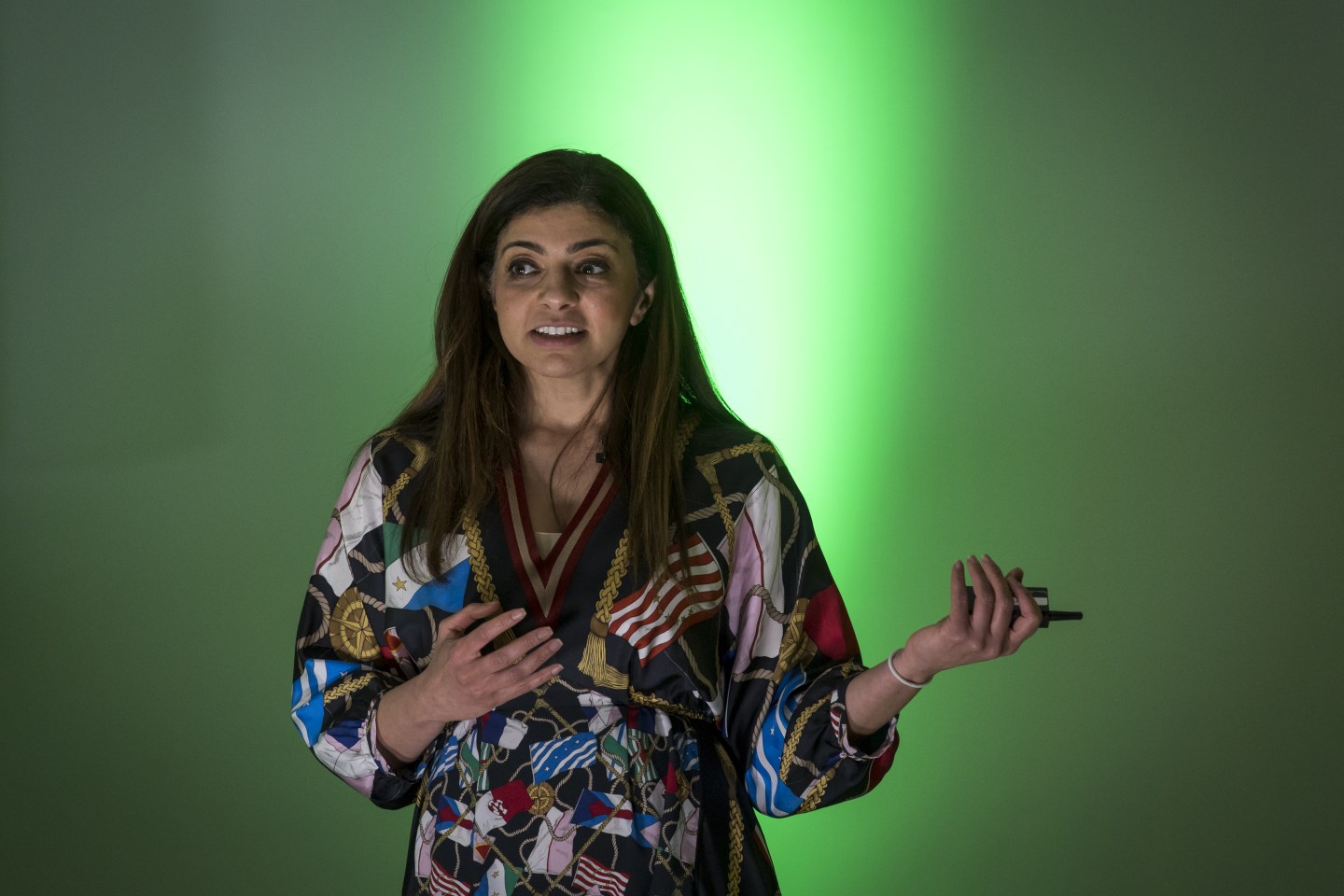 Rana el Kaliouby, co-founder and at the time chief executive officer of Affectiva, speaks during the New Work Summit in Half Moon Bay, California, U.S., on Tuesday, Feb. 26, 2019.