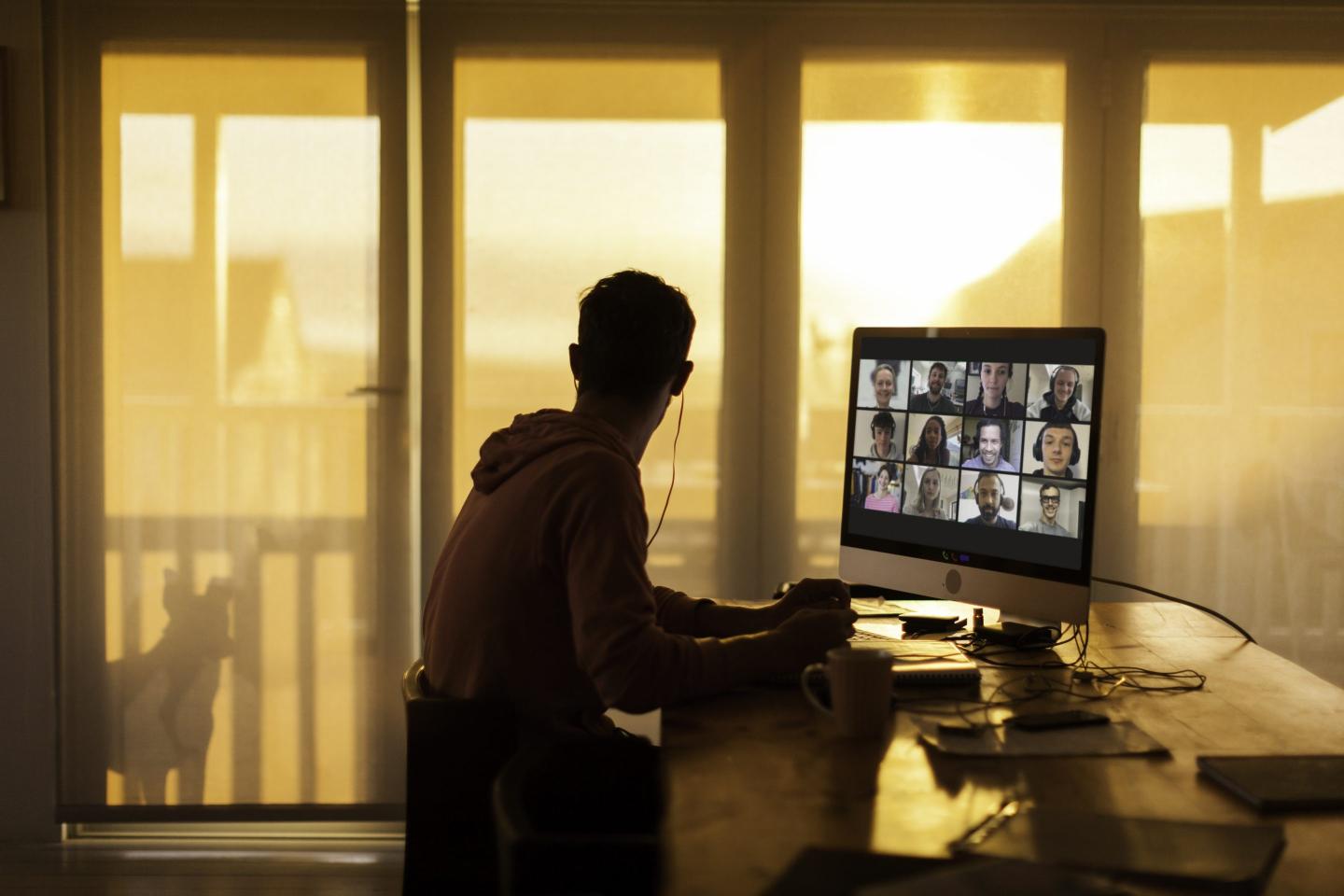 Man on a video call as he works from home