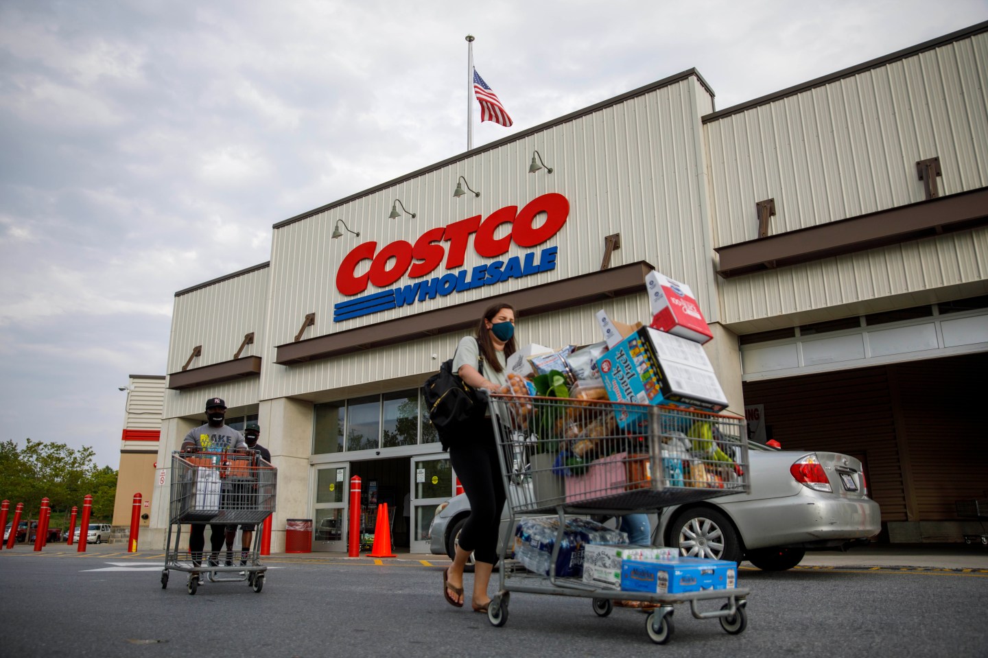 A shopper in front of a Costco
