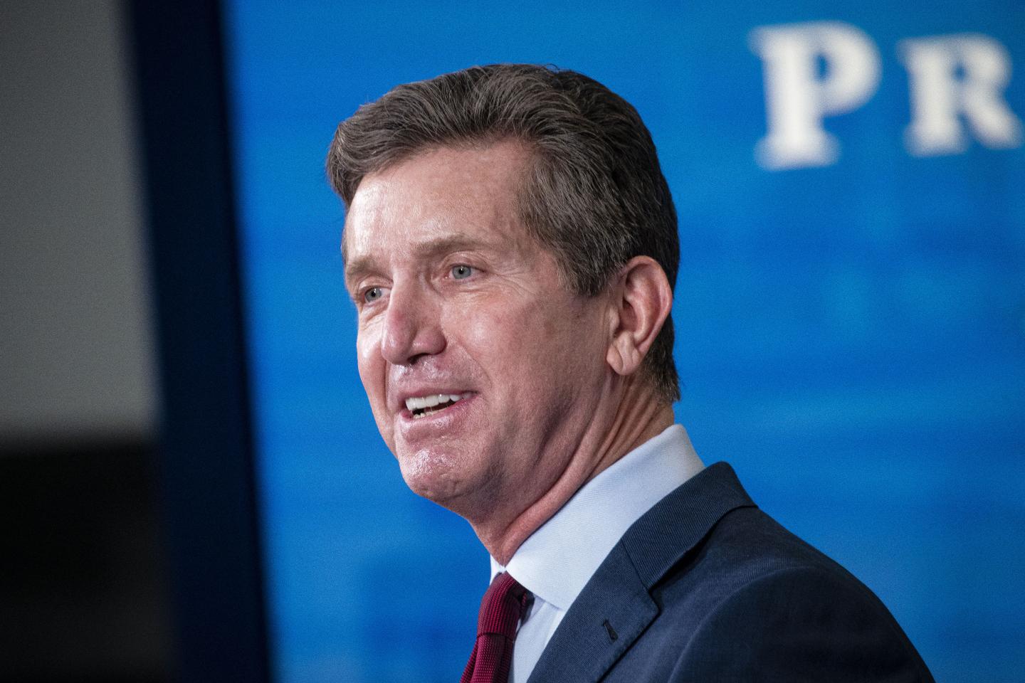 Alex Gorsky, chief executive officer of Johnson & Johnson, speaks during an event in the Eisenhower Executive Office Building in Washington, D.C., U.S., on Wednesday, March 10, 2021.