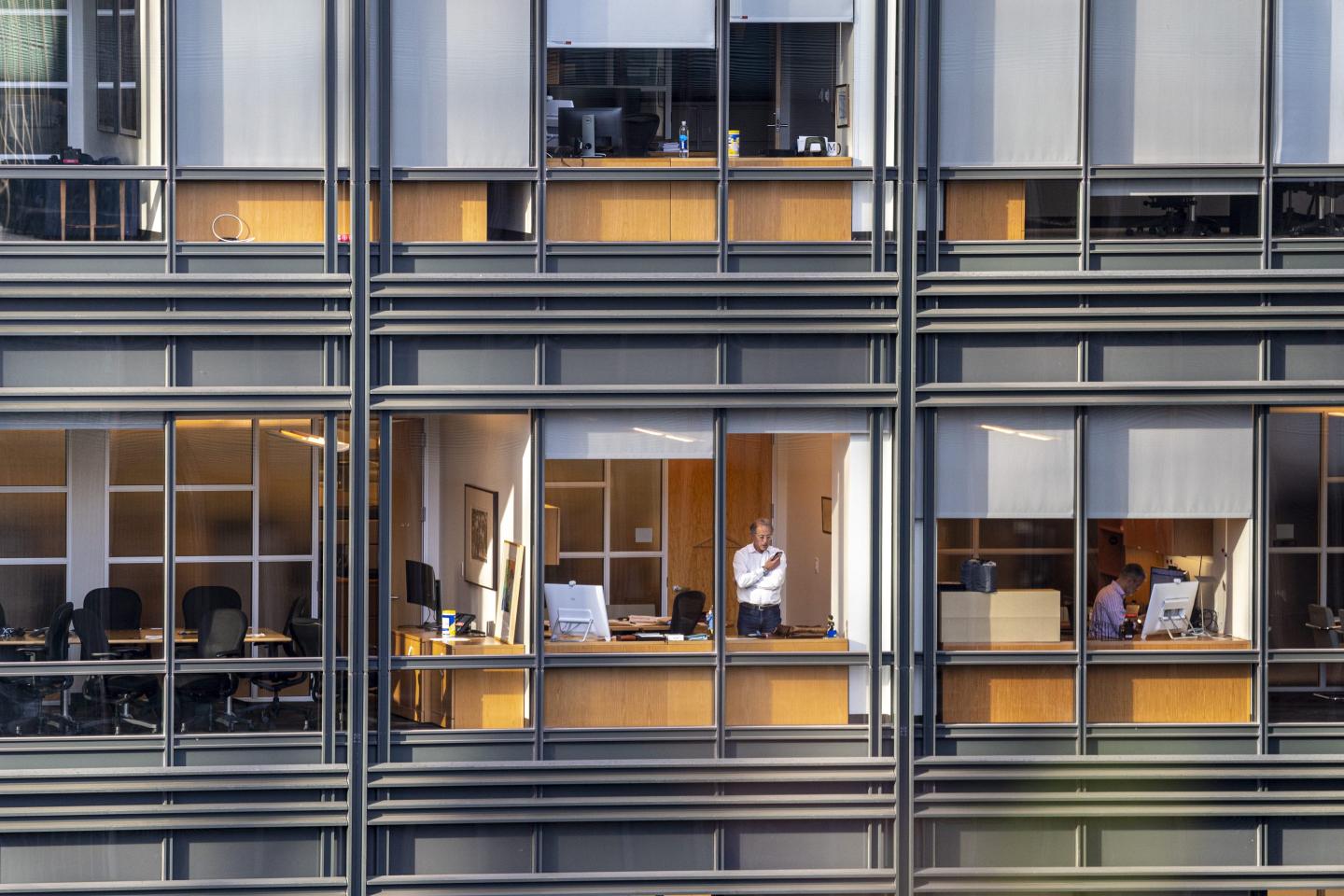 Employees work at an office in San Francisco