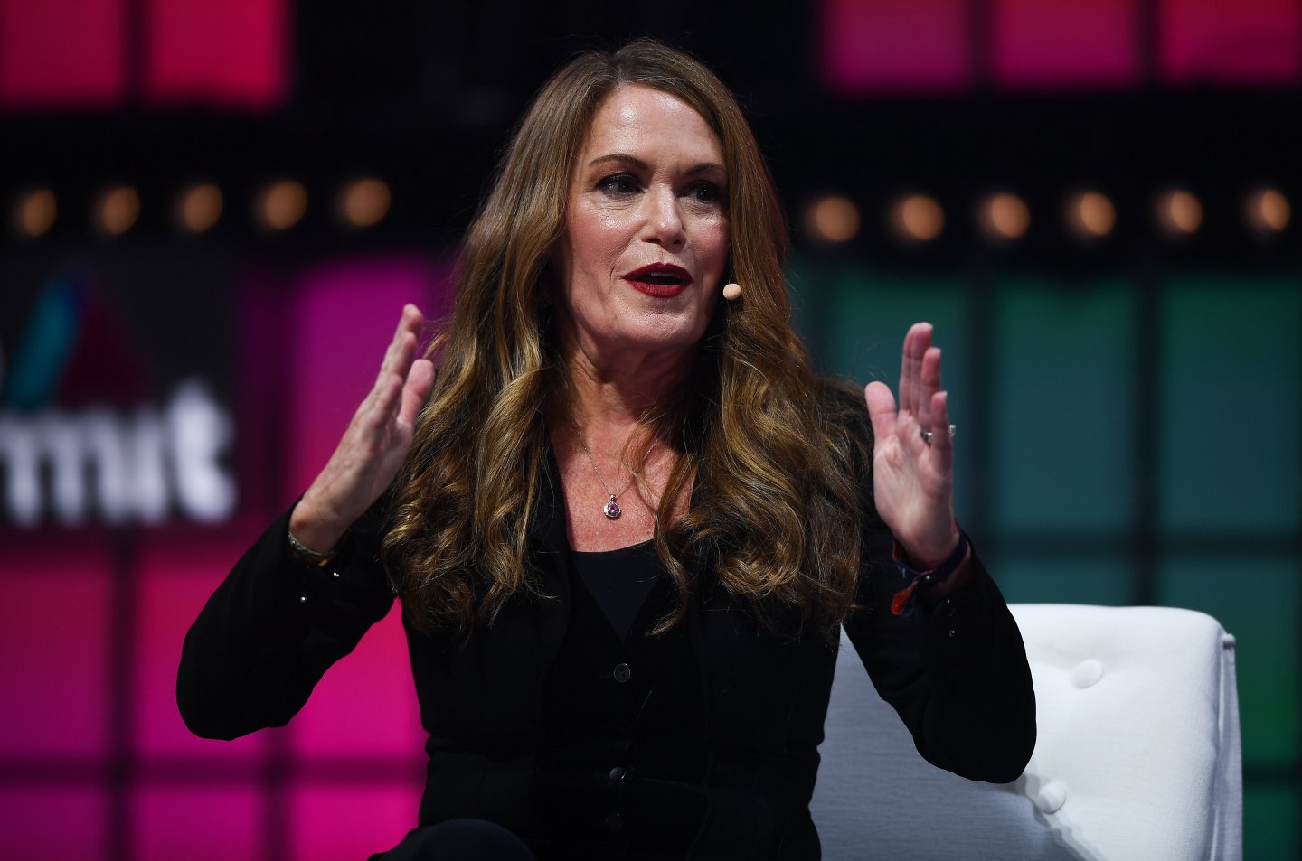 Peggy Johnson, Magic Leap, on Centre Stage during day one of Web Summit 2021 at the Altice Arena in Lisbon, Portugal.