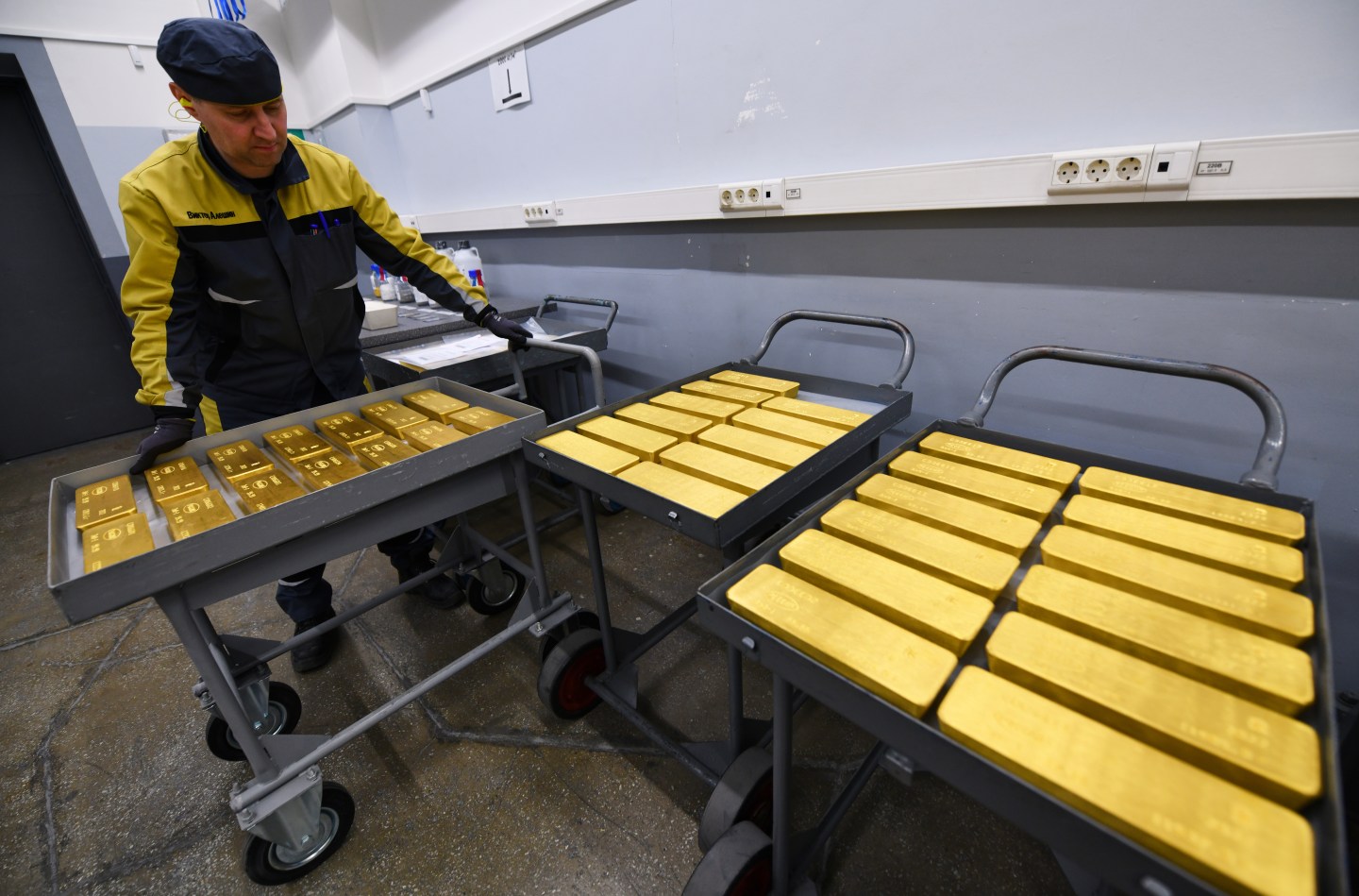 A view of Krastsvetmet Precious Metals production facility in Krasnoyarsk, Russia on March 10. The Krasnoyarsk facility contributes to the country's economy as the only comprehensive facility that produces and processes gold and platinum group metals including, palladium, rhodium, iridium, ruthenium, and osmium. Krastsvetmet produces precious metals in the form of bars, granules, powders and chemical compounds, as well as jewelry and engineering products.