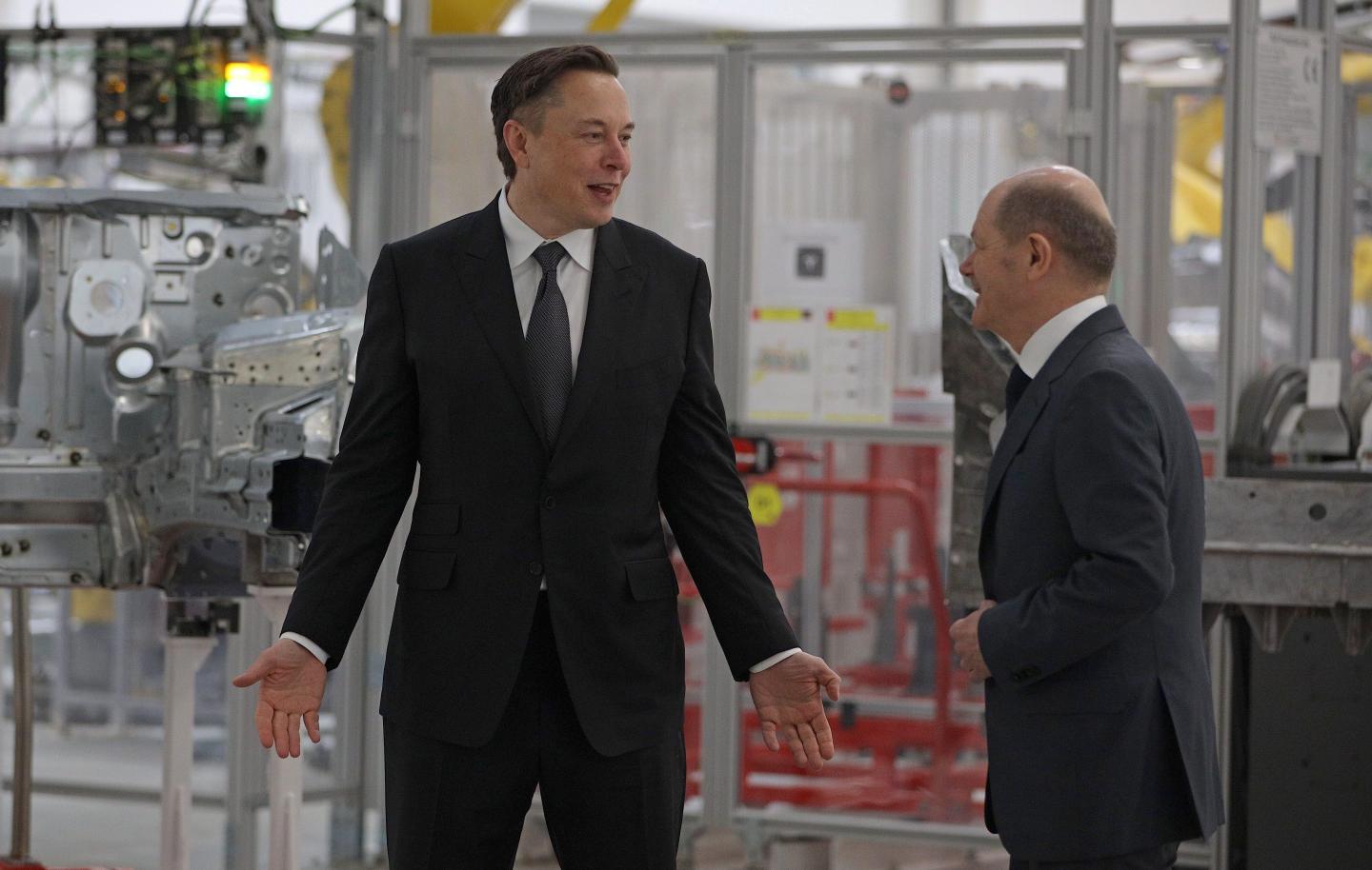 Elon Musk at his German Tesla plant.