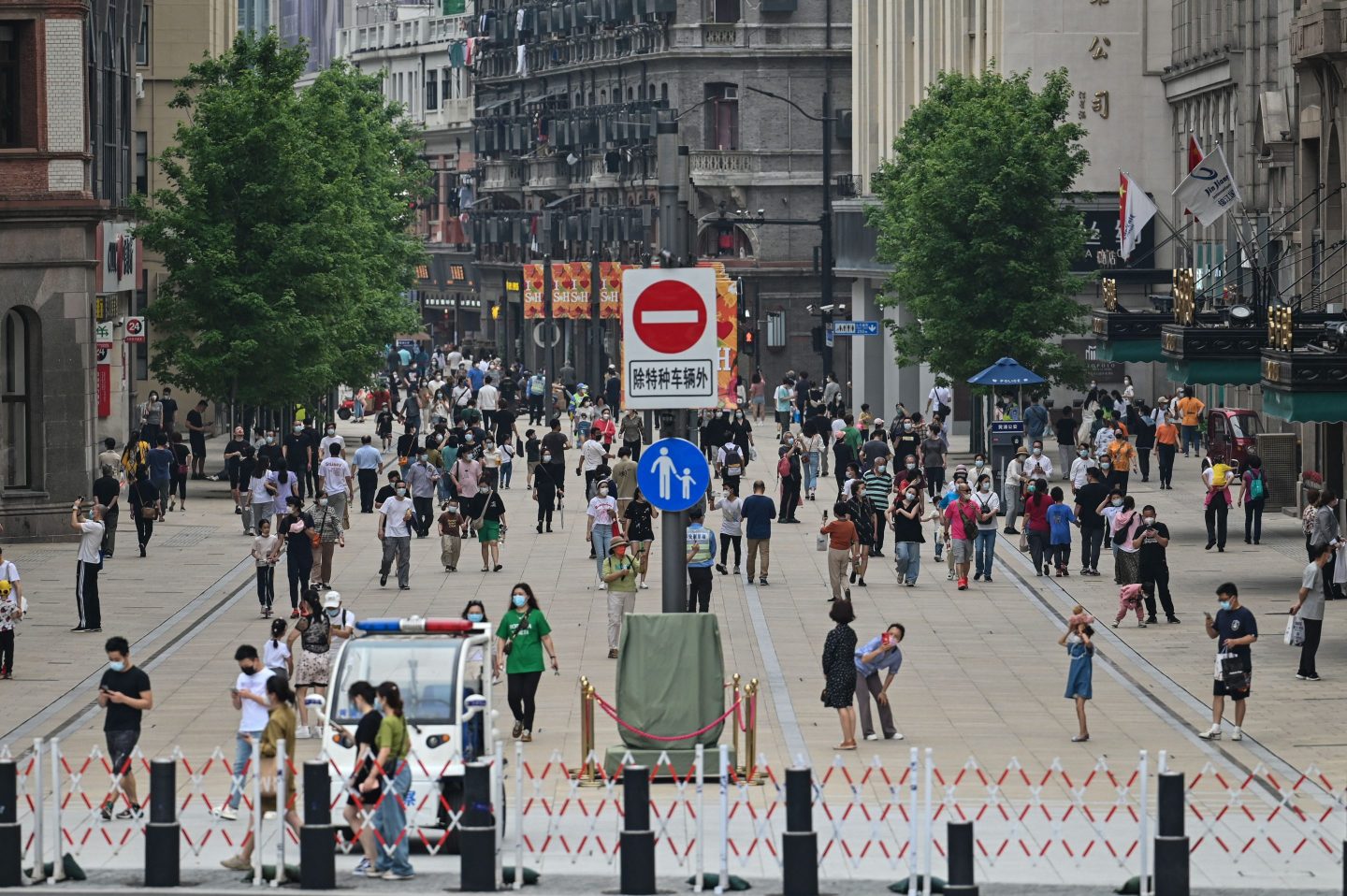 Shanghai residents outside after the city's lockdown ends