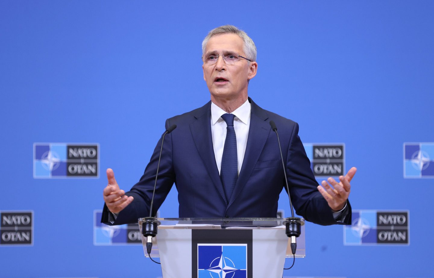 NATO Secretary General Jens Stoltenberg holds a news conference