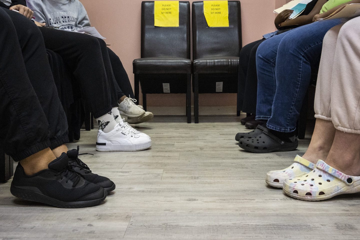 Patients gather at an abortion provider