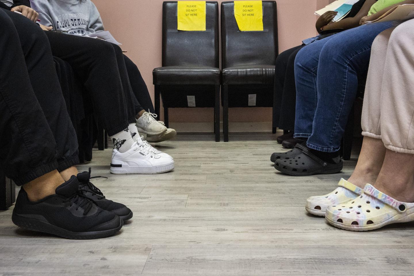 Patients gather at an abortion provider