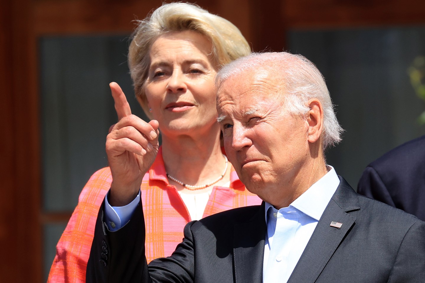 U.S. President Joe Biden and EU Commission President Ursula von der Leyen at the G7 summit at Schloss Elmau, in Germany, on June 27. G7 nations have agreed to pursue a price cap on Russian oil.