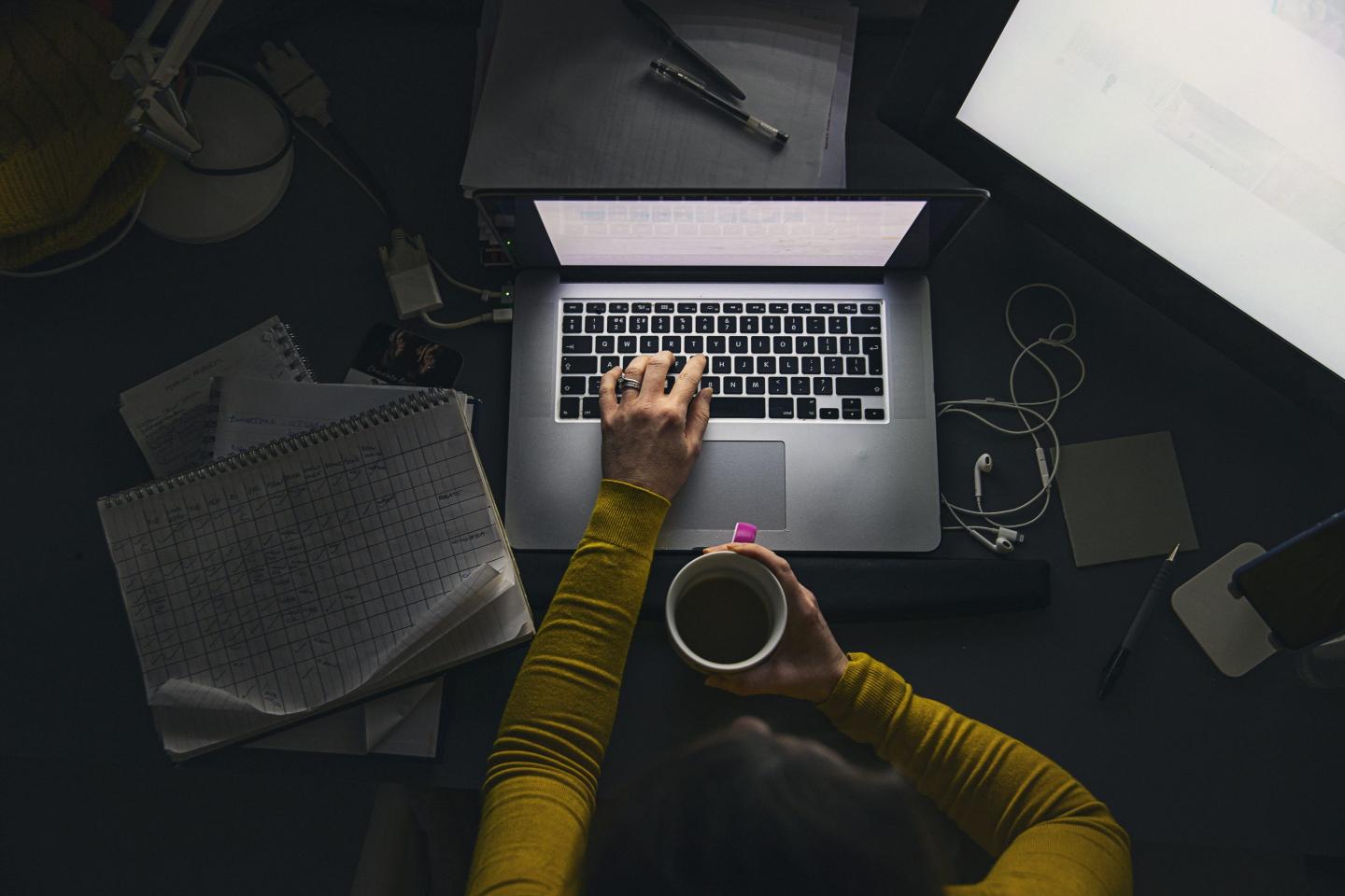 Person working on a laptop