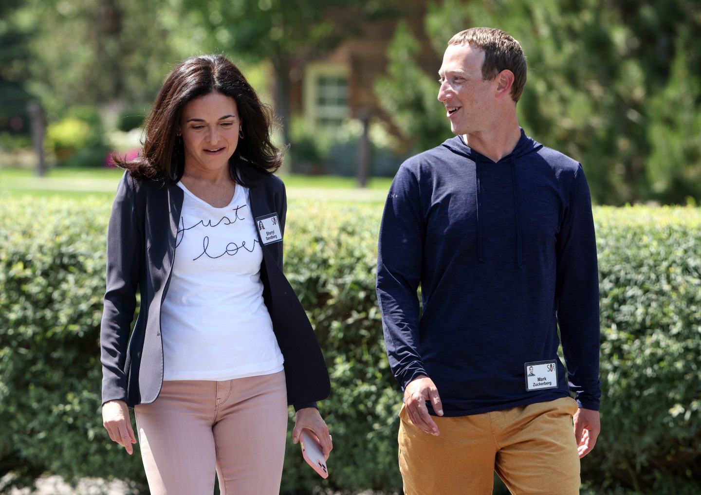 Sheryl Sandberg and Mark Zuckerberg, side by side.