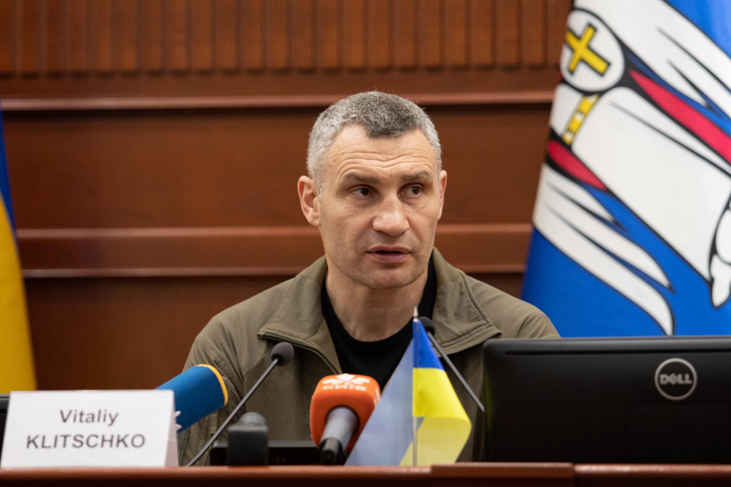 Vitalii Klychko, Kyiv city mayor and chairman of the Association of Ukrainian Cities makes a report at the International Forum “reVIVEd Ukraine – reVIVEd communities”, organized by the Association of Ukrainian Cities on June 2, 2022 in Kyiv, Ukraine.
