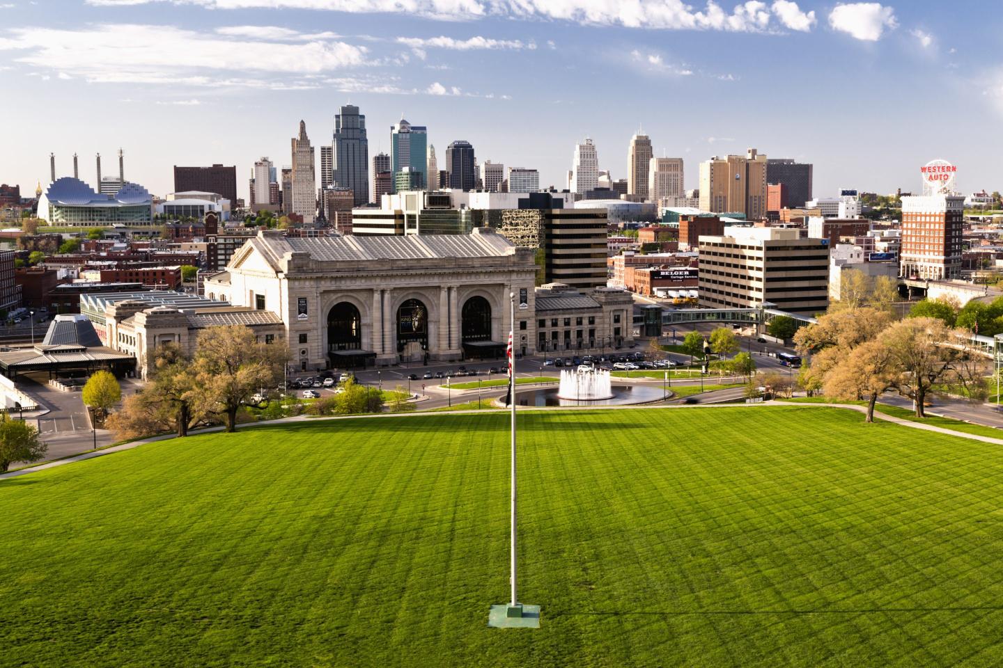 Union Station and downtown Kansas City, Mo., as viewed from the Liberty Memorial.