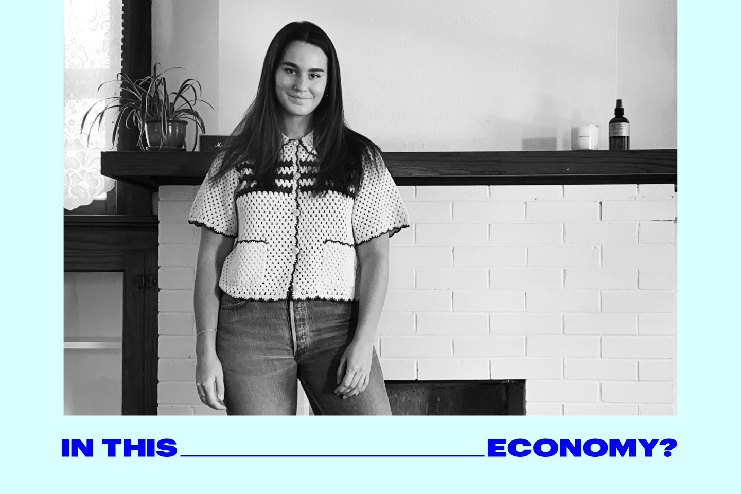 Tonya Smith stands in front of her fireplace
