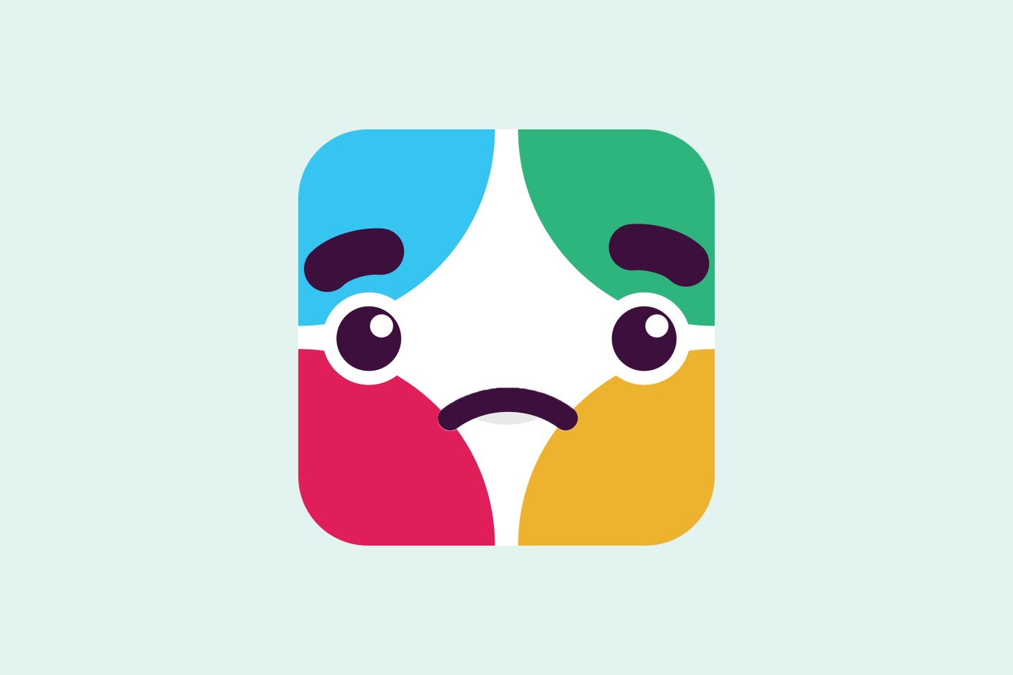 Slack logo with concerned face.