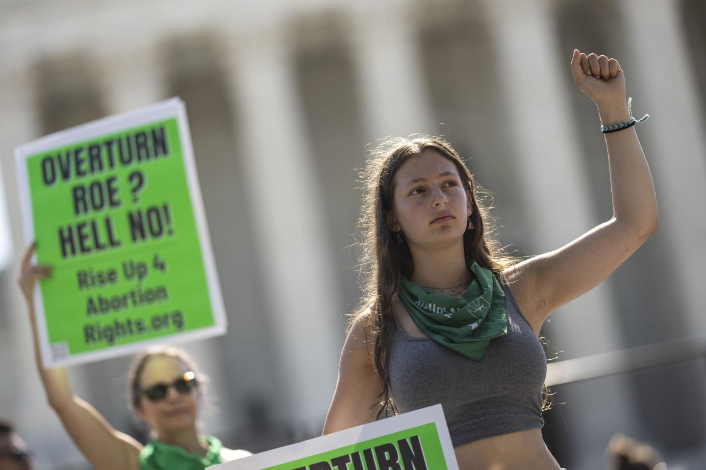 Abortion rights activists rally outside as the Supreme Court of the United States as decisions are announced by the court on Wednesday, June 15, 2022 in Washington, DC. The High Court is set to announce a number of high-profile decisions before the end of June.