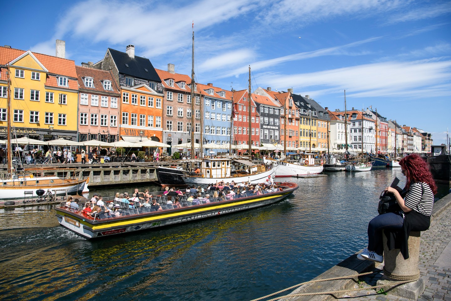 Views of the Nyhavn Street of Copenhagen, Denmark.