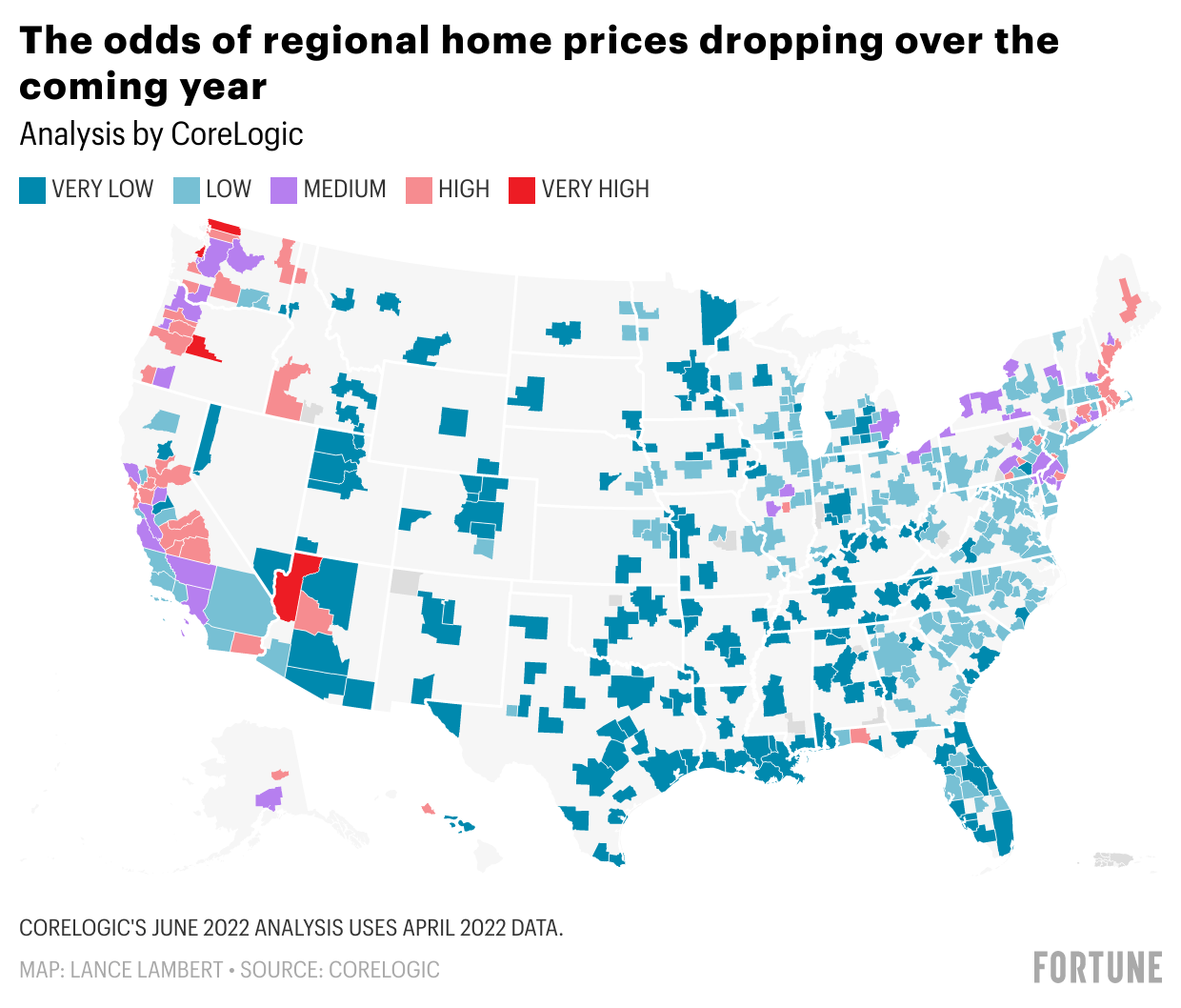 Housing markets labeled ‘high’ risk of a home price drop just spiked 73%—find your local market using this interactive map
