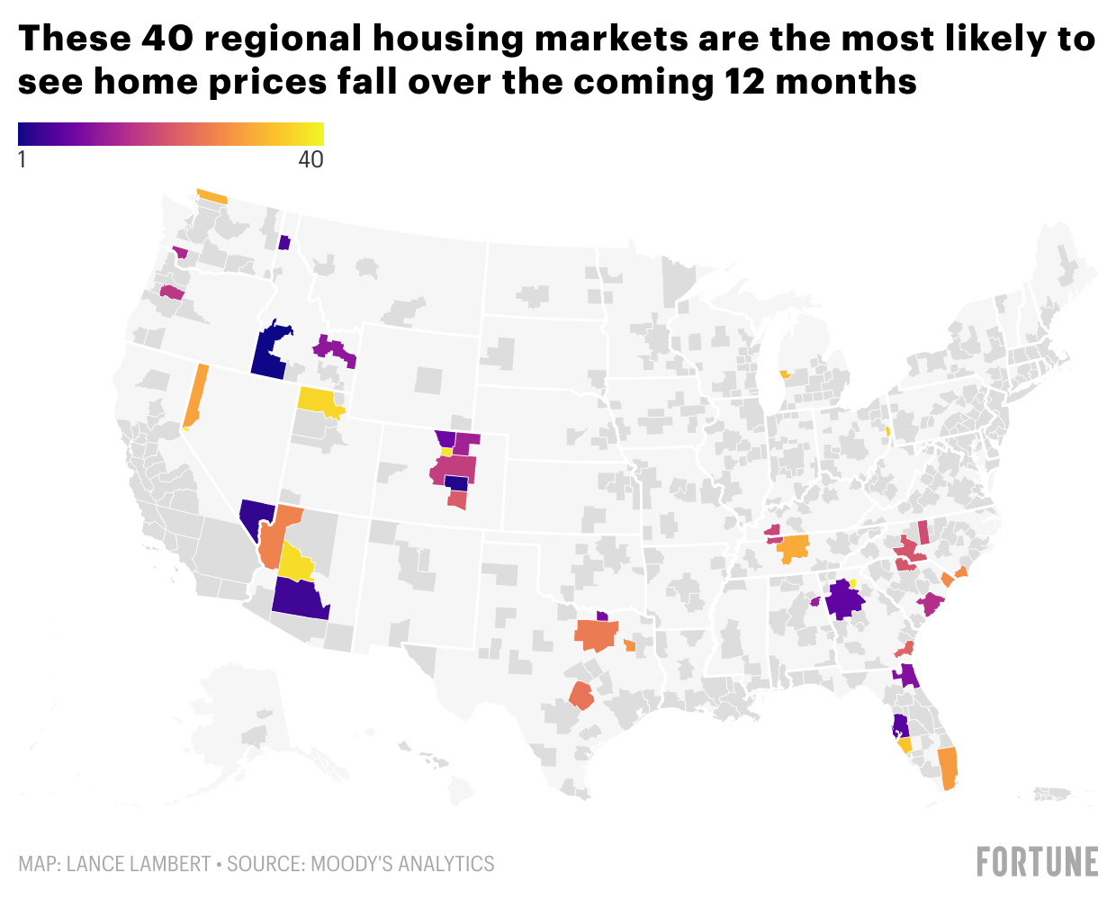 A closer look at the 40 housing markets at risk of a 15% to 20% home price decline