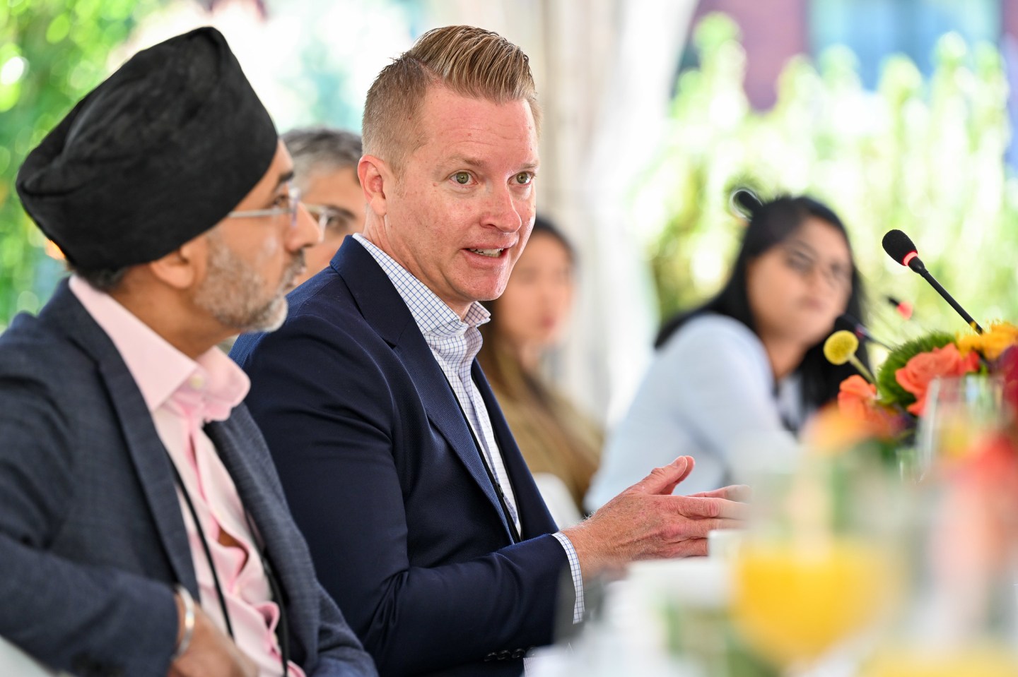 Theta Lake CEO Devin Redmond speaking at a roundtable