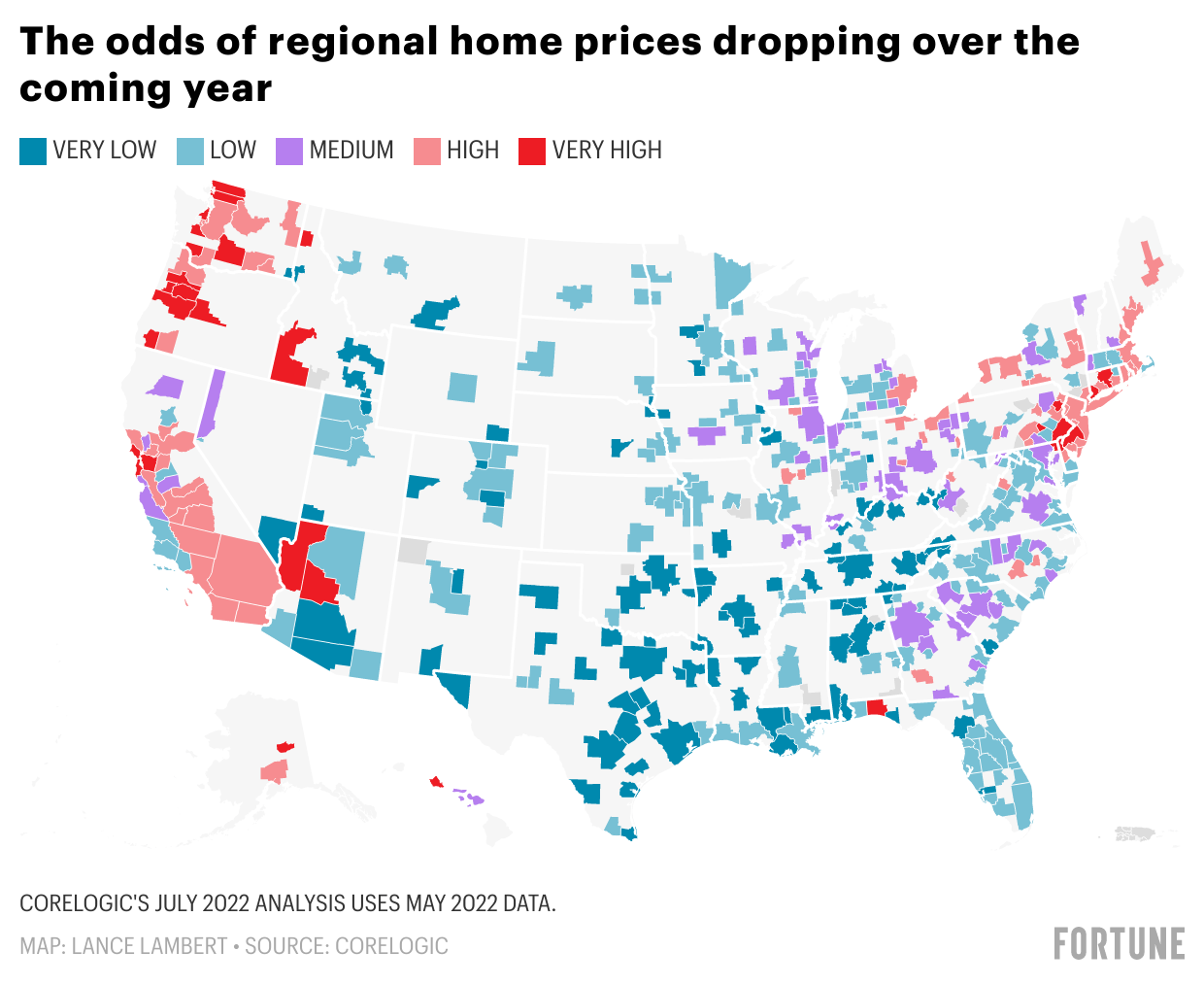 Falling home prices? This interactive map shows the statistical odds of it occurring in your local housing market