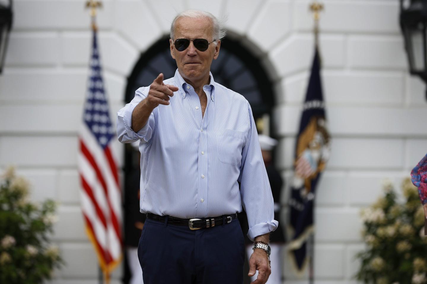 President Biden in front of the White House.