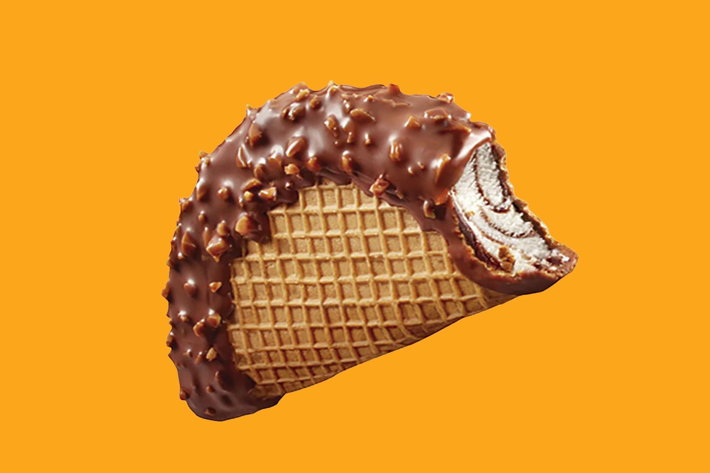 a Choco Taco on orange background