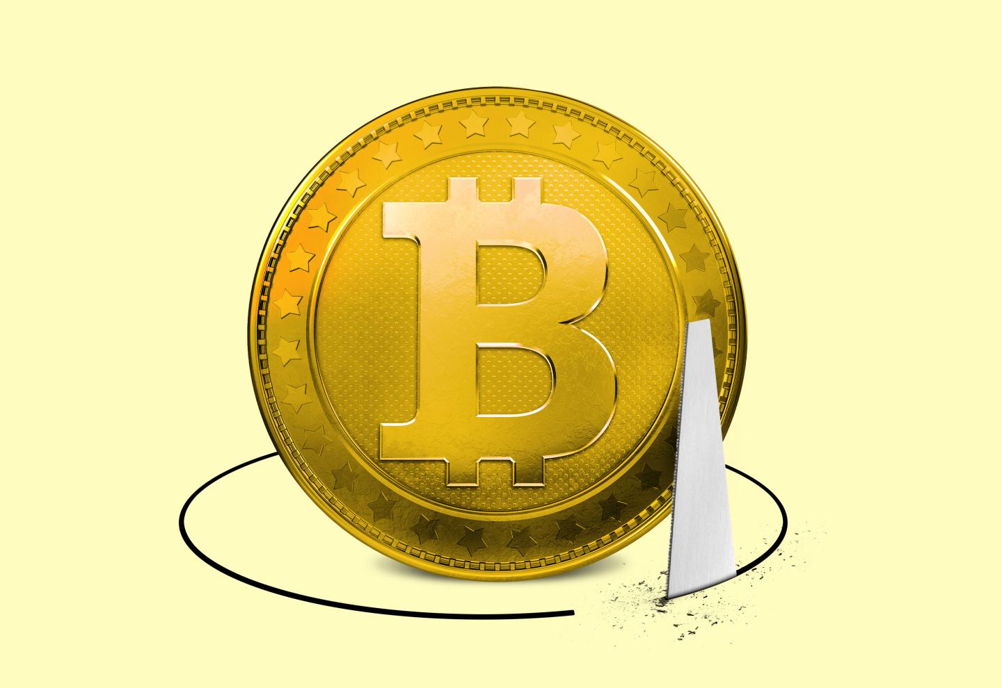 Artistic depiction of the value of Bitcoin about to take a plunge.